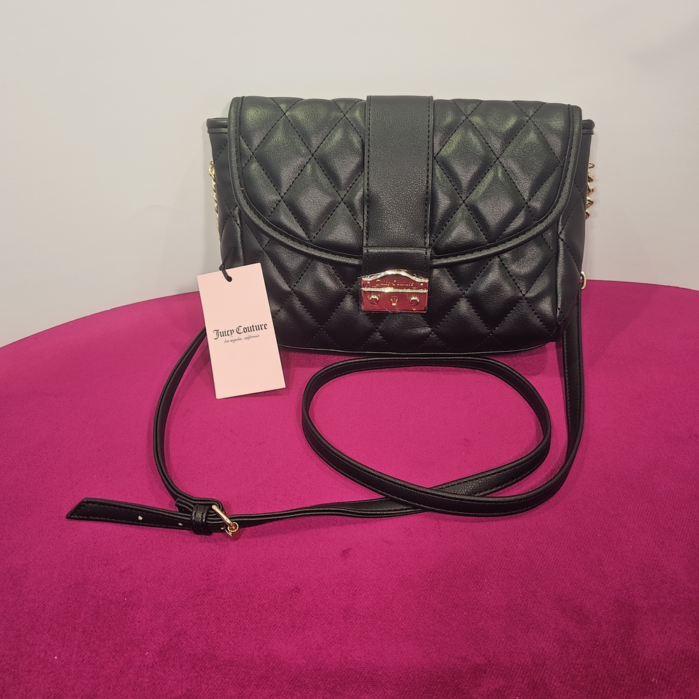 NWT Juicy Couture Black Quilted Crossbody Bag